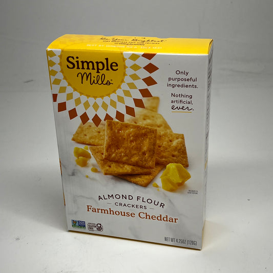 ZA@ SIMPLE MILLS (6 PACK) Farmhouse Cheddar Almond Flour Crackers BB 10/26