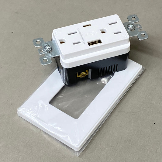 ELEGRP High Speed Duplex USB Receptacle 4.57"x1.93"x2.8" White R1615D42AC-WH