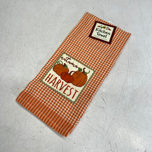KANE KITCHEN (2 PACK) Kitchen Towels "Autumn Harvest" 16"x26" Orange Gingham