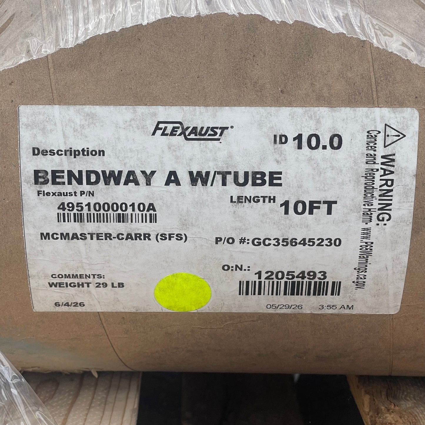 ZA@ Pallet of FLEXAUST (3-Pack) Bendway Industrial Hose 10 ft 4951000010A (AS-IS)