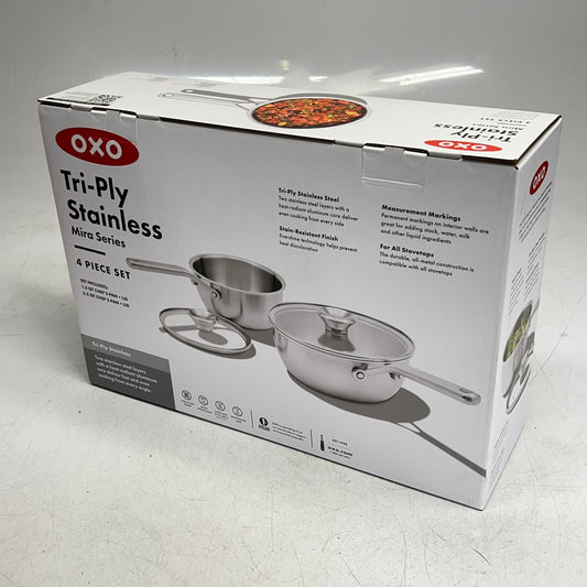 OXO Stainless Steel Mira Series Sauce Pans W/ Lid 1.7qt & 3.3qt CC005891-001