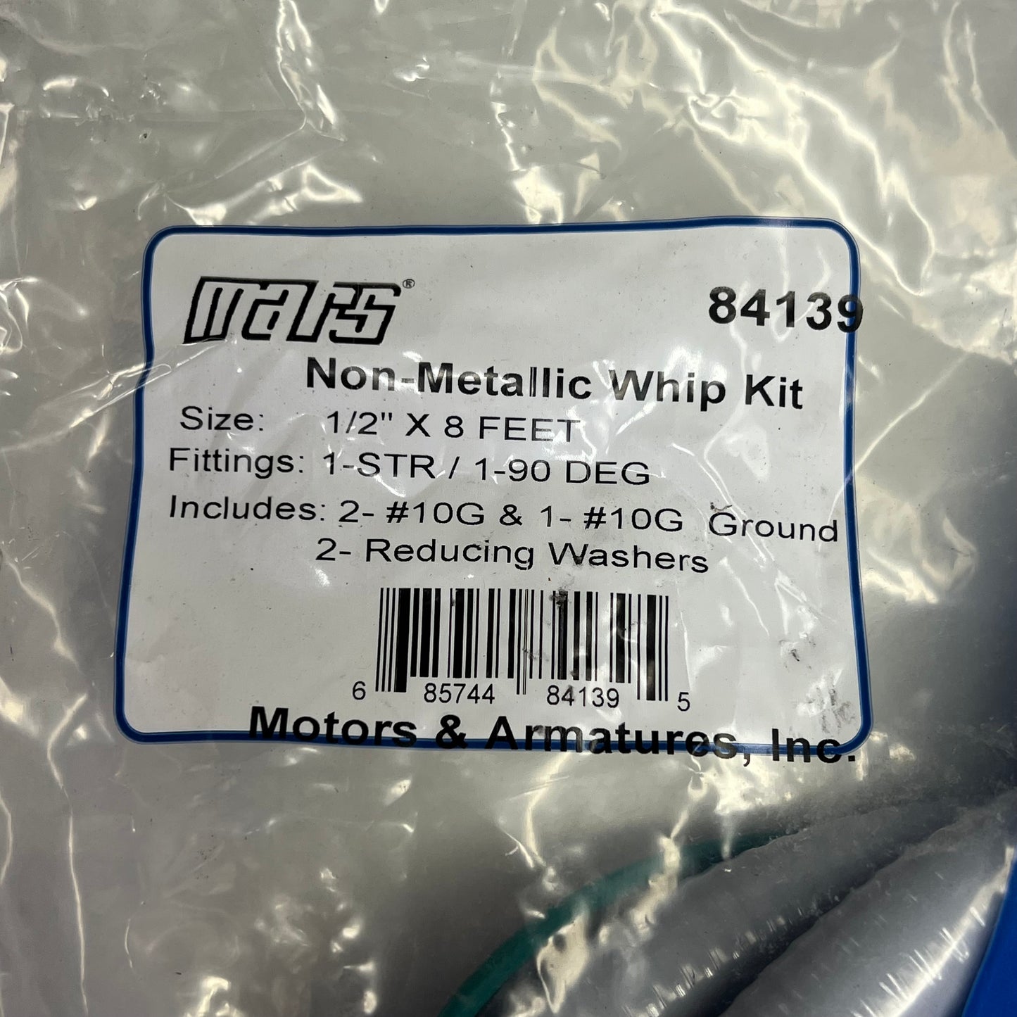 MARS Non-Metallic Whip Kit Liquid Tight Flexible Conduit 1/2" X 8' Grey 84139