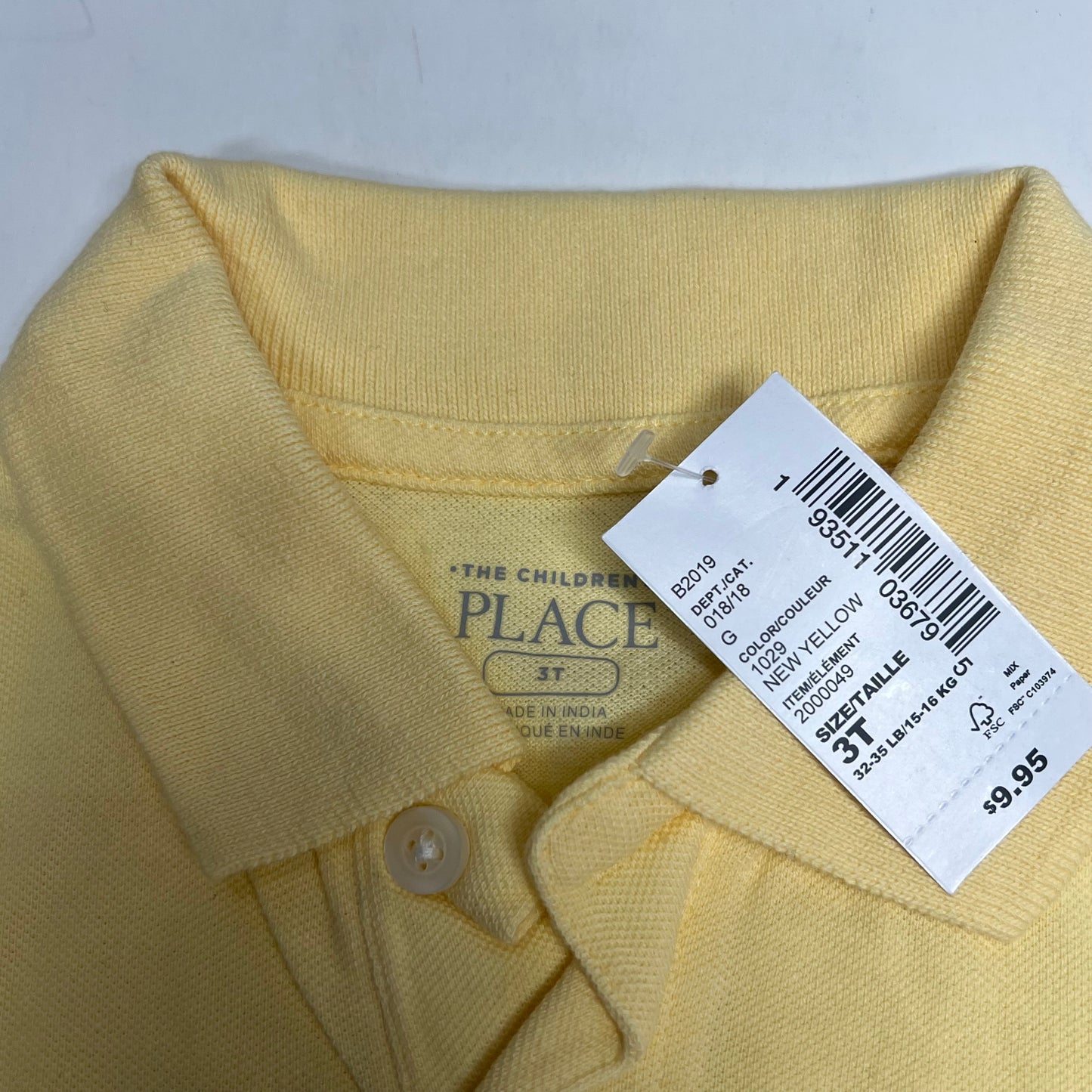 THE CHILDRENS PLACE (3 PACK) Uniform Soft Pique Polo Shirt Boy's Sz 3T Yellow