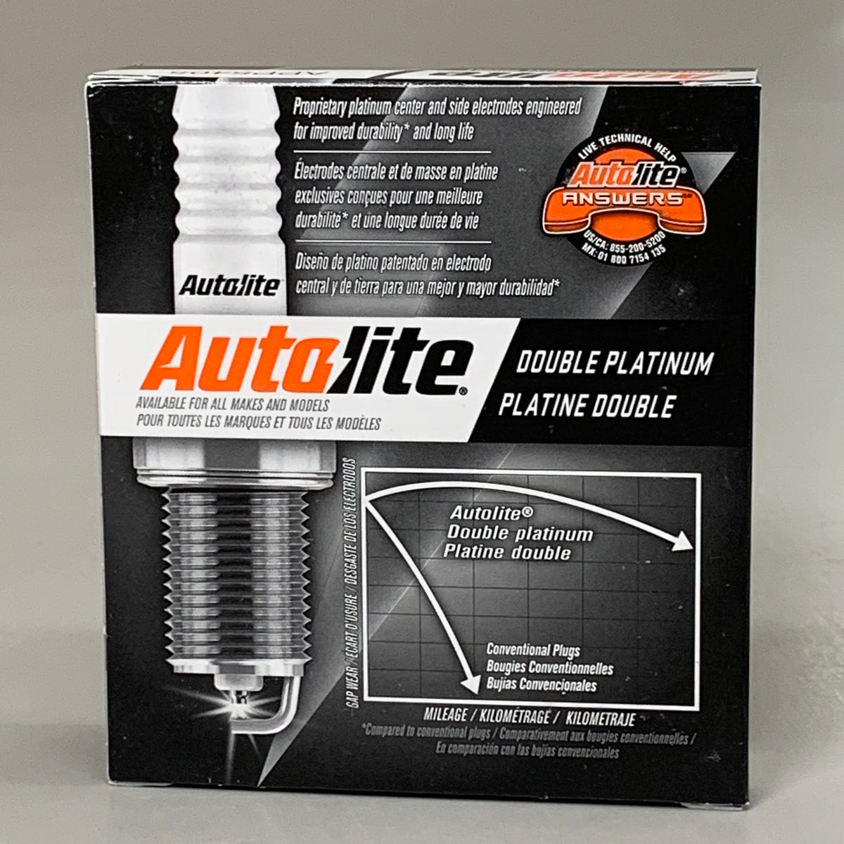 AUTOLITE (4 PACK) Double Platinum Standard Spark Plug 5/8" Hex SZ APP5405