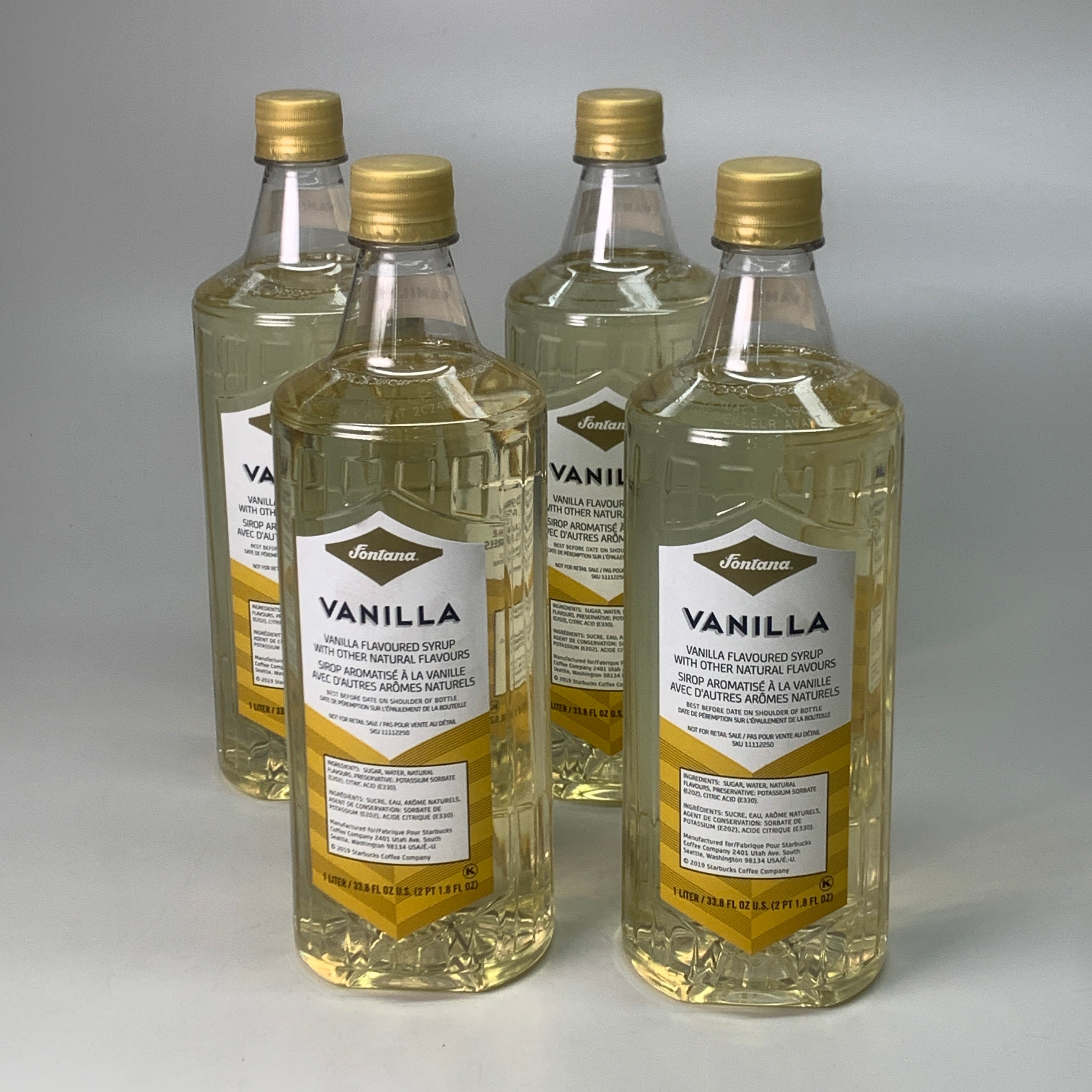 STARBUCKS 4PACK! Fontana Vanilla Syrup 33.8 fl oz / Bottle BB 06/24 PayWut