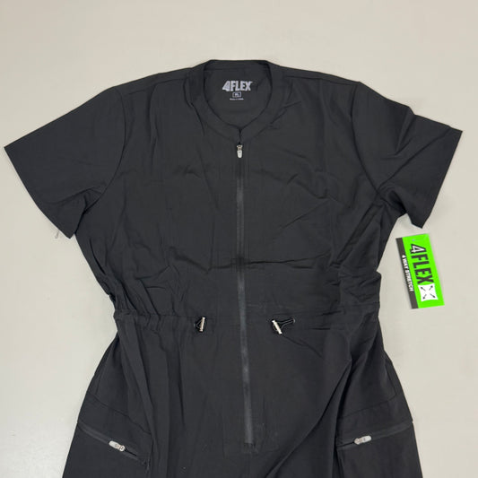 GREEN TOWN 4 Flex Scrubs Jumpsuit Cinch In Waist Women's Sz XL Black GFX-023AST