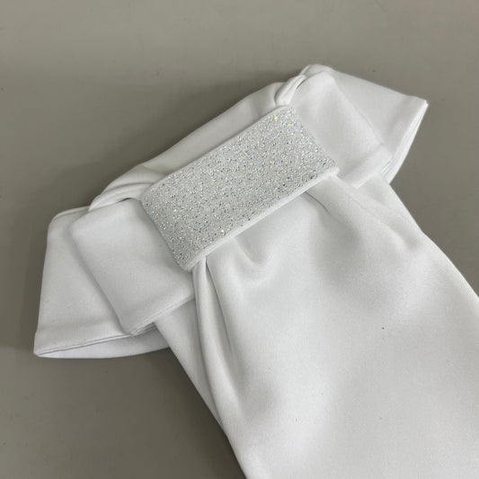 SAMSHIELD Plastron Crystal Fabric Equestrian Riding Tie Women's Sz XS/S White