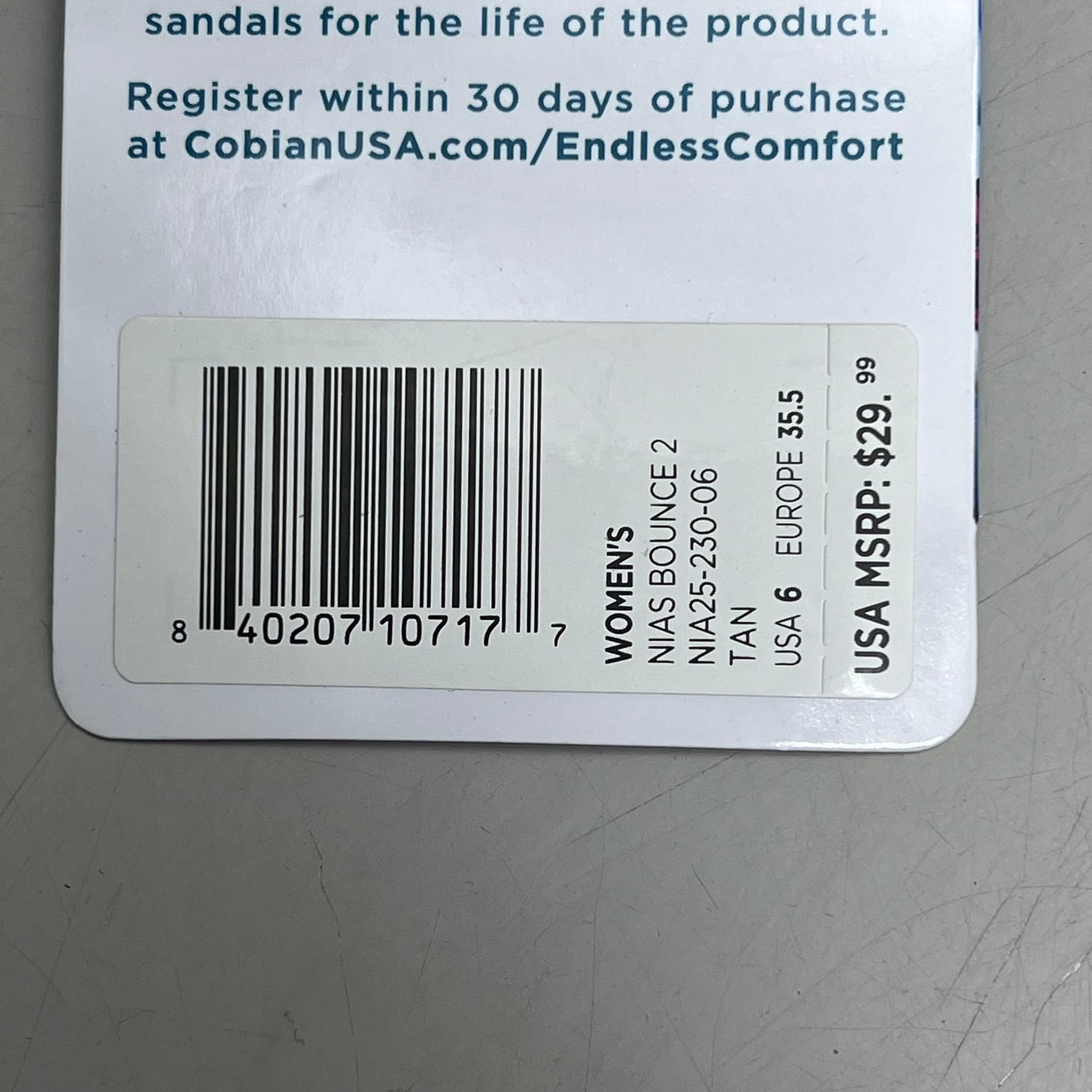 COBIAN Nia's Bounce 2 Synthetic Leather Sandals Women's Sz 6, EU 35.5 Tan NIA25-230-6