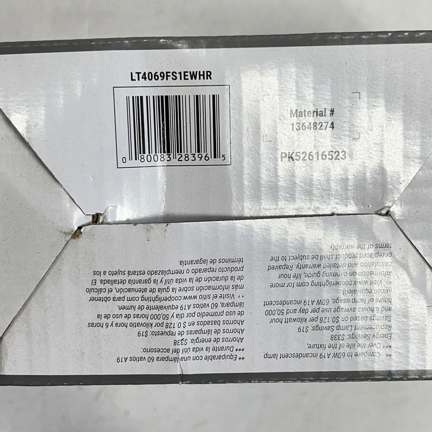 ZA@ COOPER LIGHTING (3 PACK) Baffle Downlight 4" White LT4069FS1EWHR (As-is - Distressed Packaging)