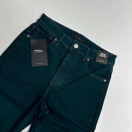 SILVER JEANS CO. Isbister High Rise Skinny Jeans Women's Sz 27/29 Emerald Green