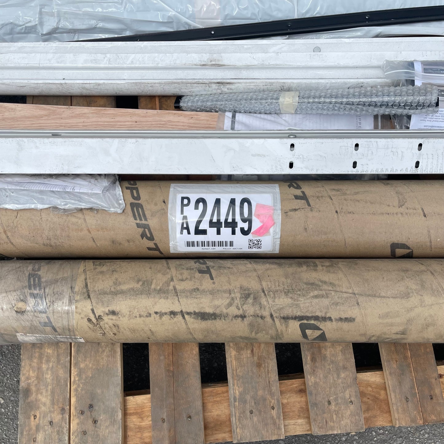 ZA@ Pallet of MIXED Awning Parts & Wood Board (AS-IS)