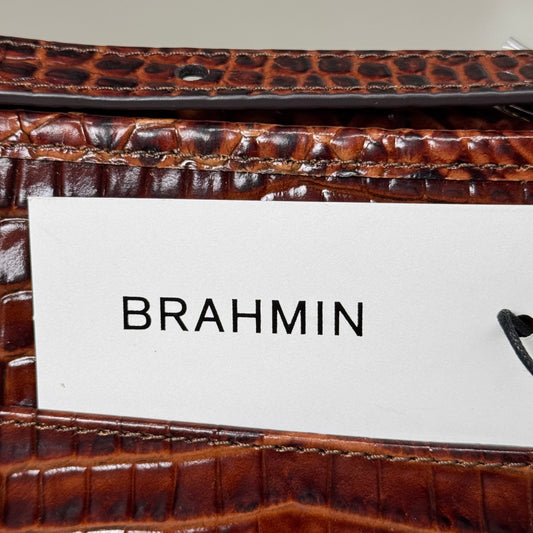 BRAHMIN Melbourne Leather Crocodile Embossed Mini Asher Tote Bag (Brown)