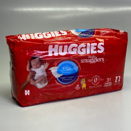 HUGGIES (62 DIAPERS) Little Snugglers Diaper Unisex Newborn, White