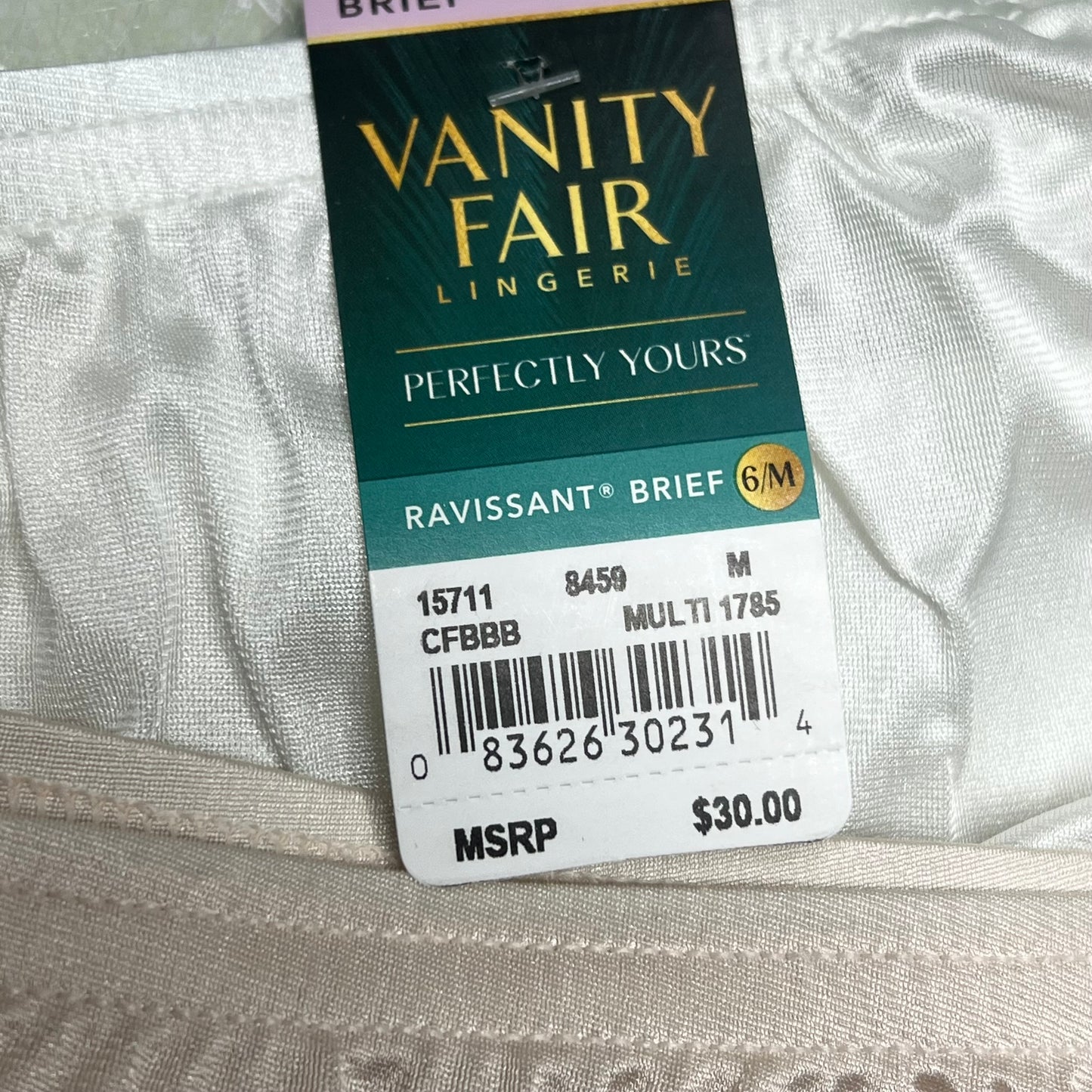 ZA@ VANITY FAIR Lot of Lingerie Perfectly Yours Ravissant Brief Women's Sz M Cherry/Creme/White 15711