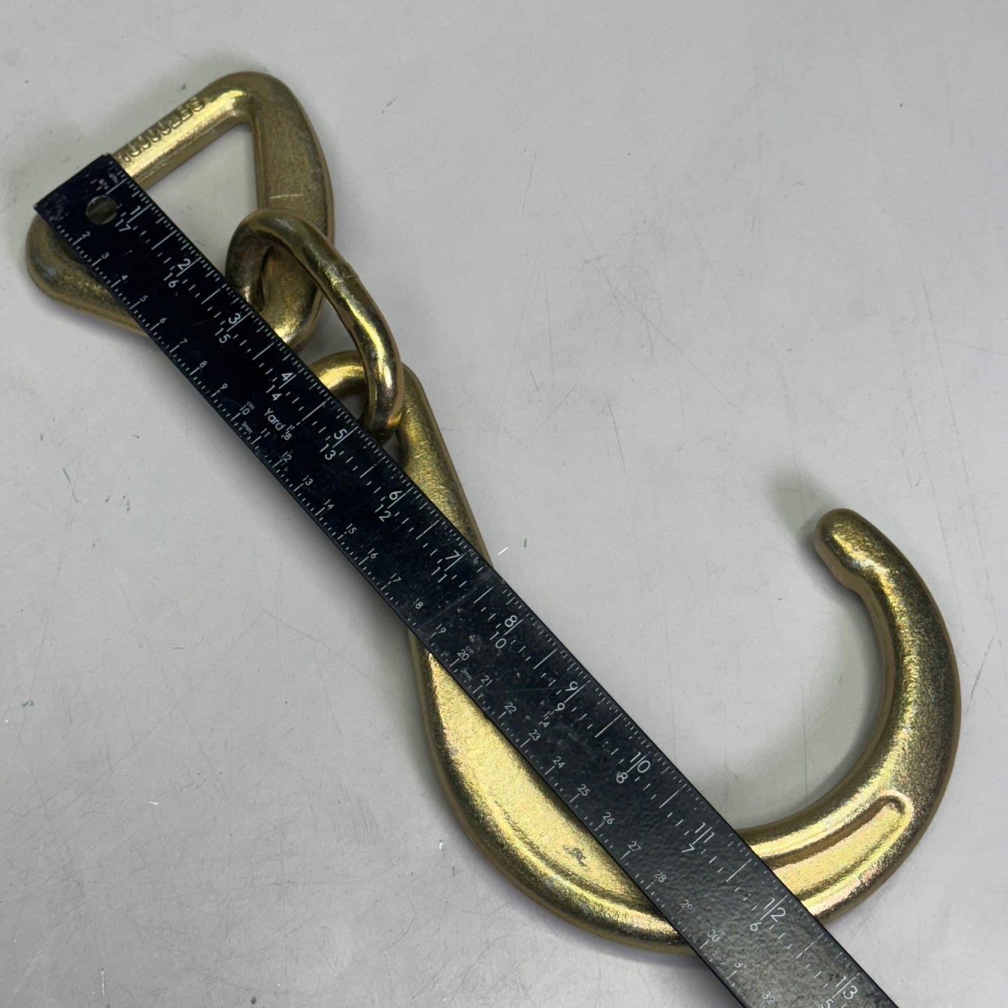 FORGED G70 J Hook 8" x 3" Short Tow Hook on Coupling Link, Golden