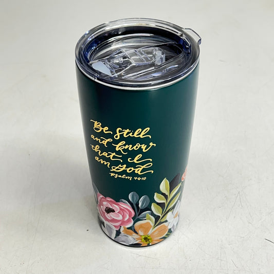 CHRISTIAN ART GIFTS Psalm 46:10 Floral Stainless Steel Travel Tumblr 18 Fl Oz