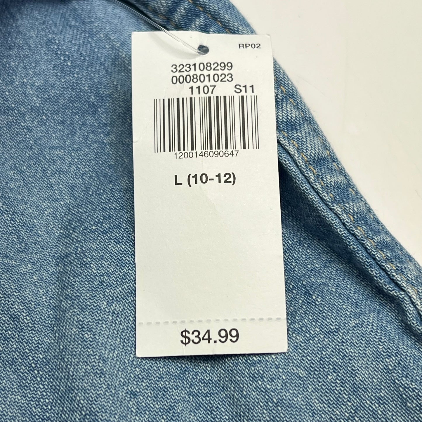 OLD NAVY Denim Western Pocket Shirt Long Sleeve Collared Boy's Sz L Light Blue