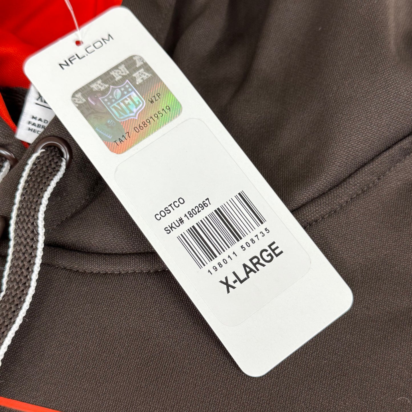 NFL Cleveland Browns Hoodie AFG North Sweatshirt Pullover XL Brown 1802967