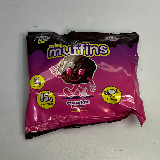 PRIME BITES (12 PACK) Protein Mini Muffins Chocolate Fudge 2.12oz BB 08/26