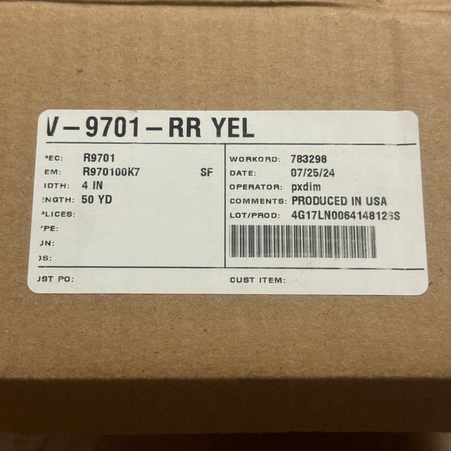 AVERY DENNISON Reflective Tape V-9701-RR YEL 4”Wx50Yd Golden