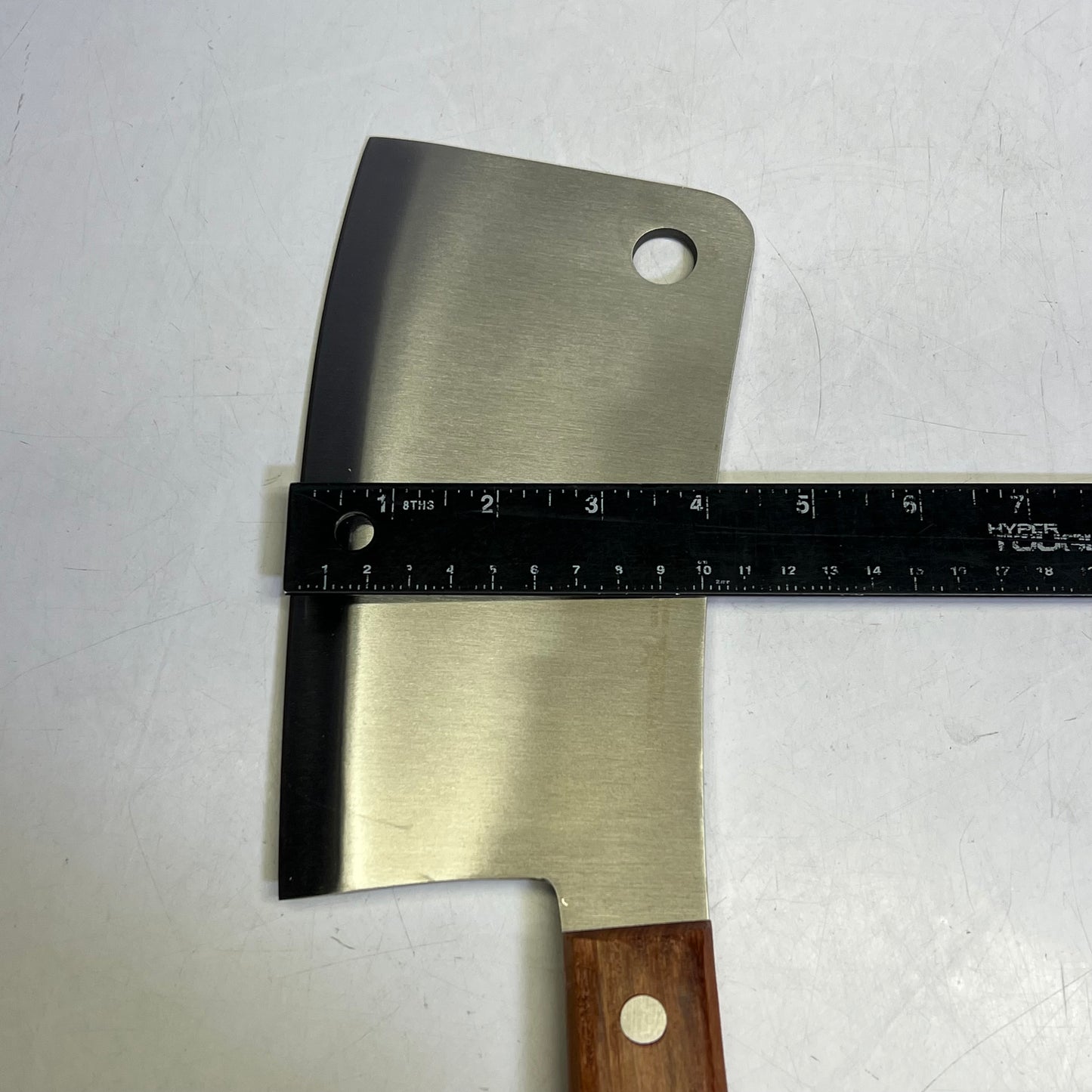 OMCAN Heavy Duty Stainless Steel Cleaver W/ Wood Handle 7" Blade Brown 10559