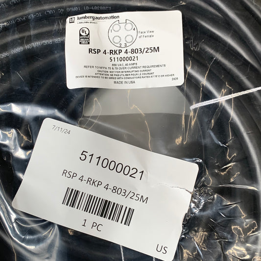 LUMBERG AUTOMATION Power Connector 600 VAC 40 AMPRSP 4-RKP 4-803/25M 511000021