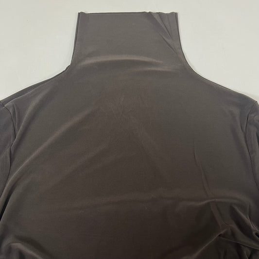 NORMA KAMALI Turtle Neck Ruched Side Drape Gown Unlined Women's S/36 Chocolate