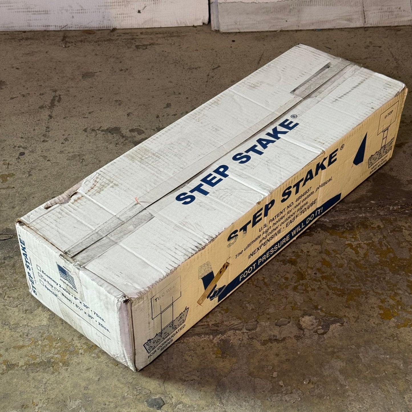 STEP STAKE (25 PACK) U-TOP Yard Sign Step Stake 1/4" B x 5 1/2" x 30" Grey