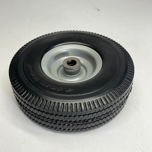 (2 PACK) 4.10/3.50-4 Flat Free Tire Wheel 10" Solid Rubber Steel Rim