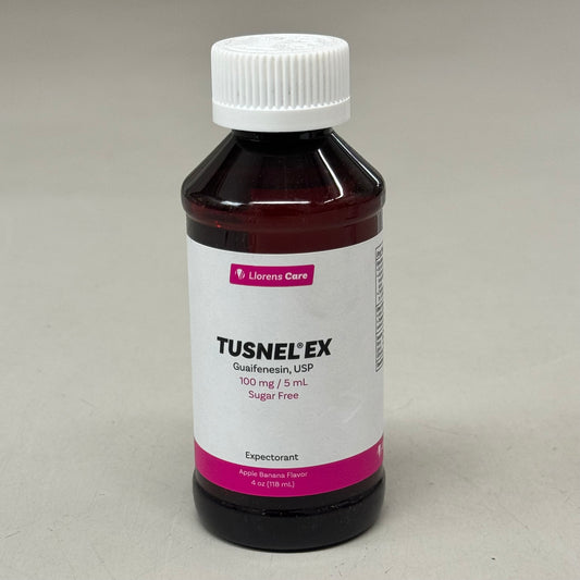 Tusnel EX Guaifenesin MUCUS Expectorant Syrup 4oz (2 bottles) Alcohol-Free, Sugar Free, Dye Free Apple Banana Flavor