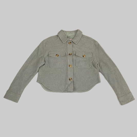 LEVI'S Front Button Cropped Jacket W/ Laydown Collar Women's Small Tea Green 595450040