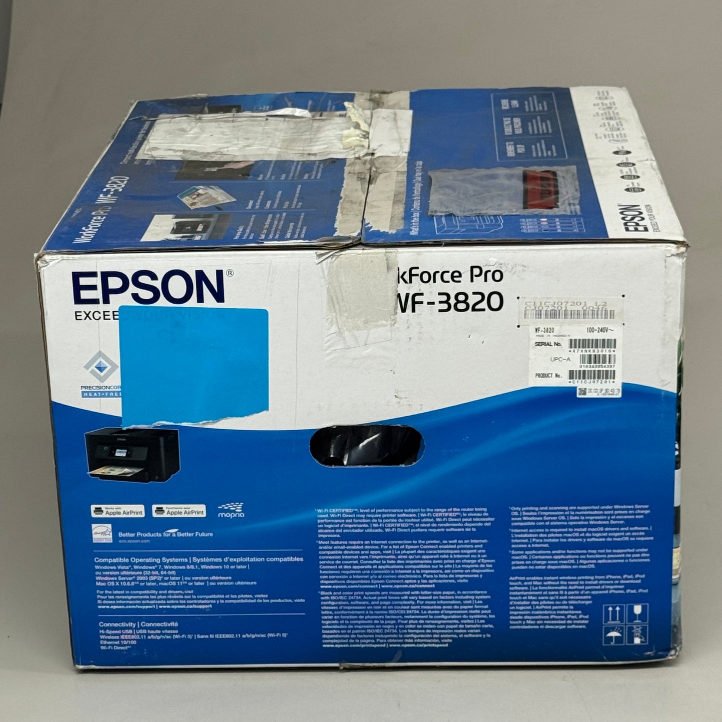 EPSON Wireless All-In-One Printer 17"x13"x8" (New Other-Slightly Used) Black WF3820