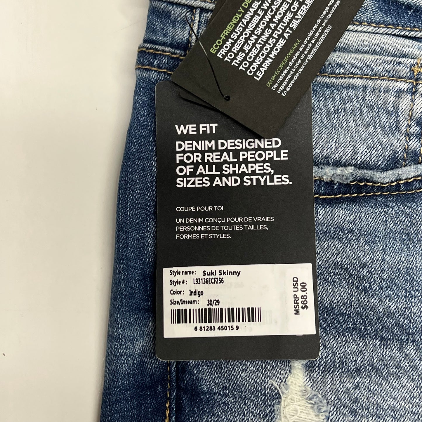 SILVER JEANS CO Distressed Suki Skinny Leg Jeans Women's Sz 30/29 Indigo