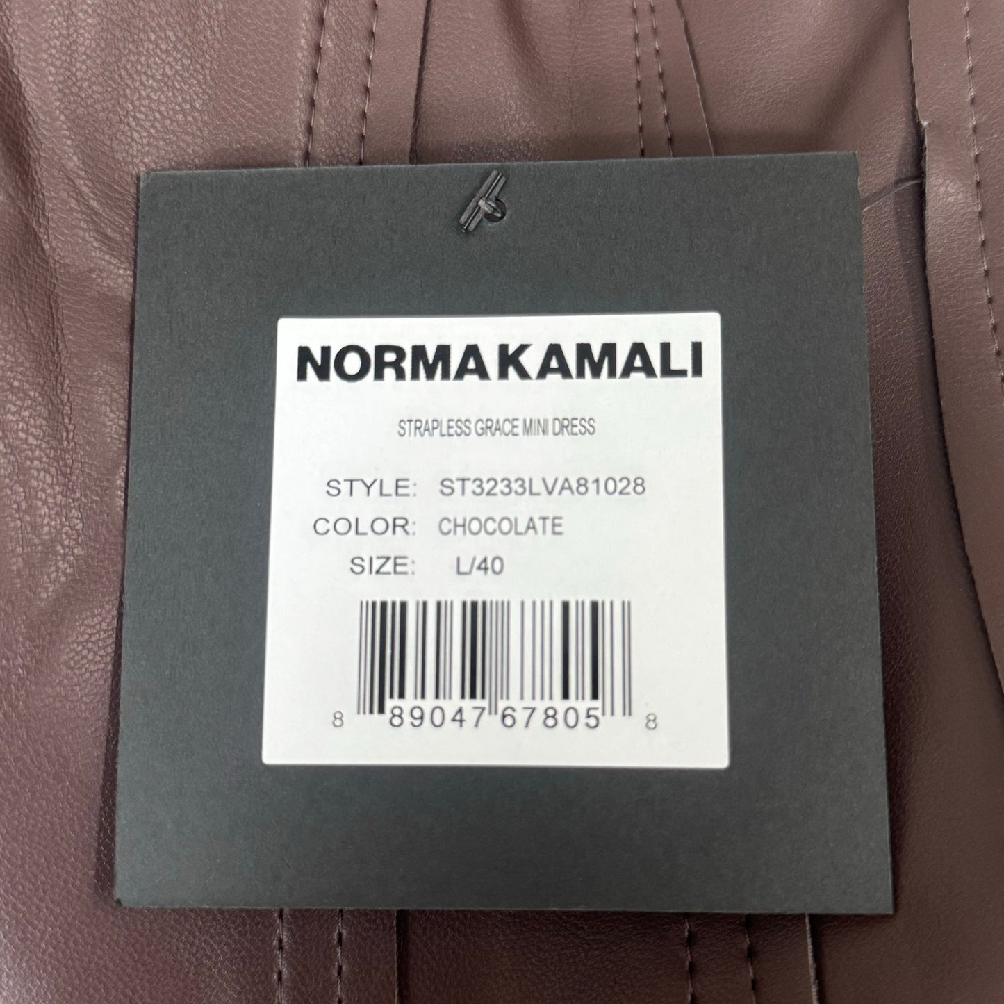 NORMA KAMALI Strapless Grace Mini Dress Unlined Women's Sz L/40 Chocolate