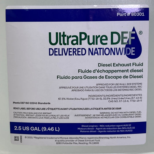ZA@ Pallet of ULTRAPUREDEF Diesel Exhaust Fluid 2.5GAL 80301 (Damaged, AS-IS)