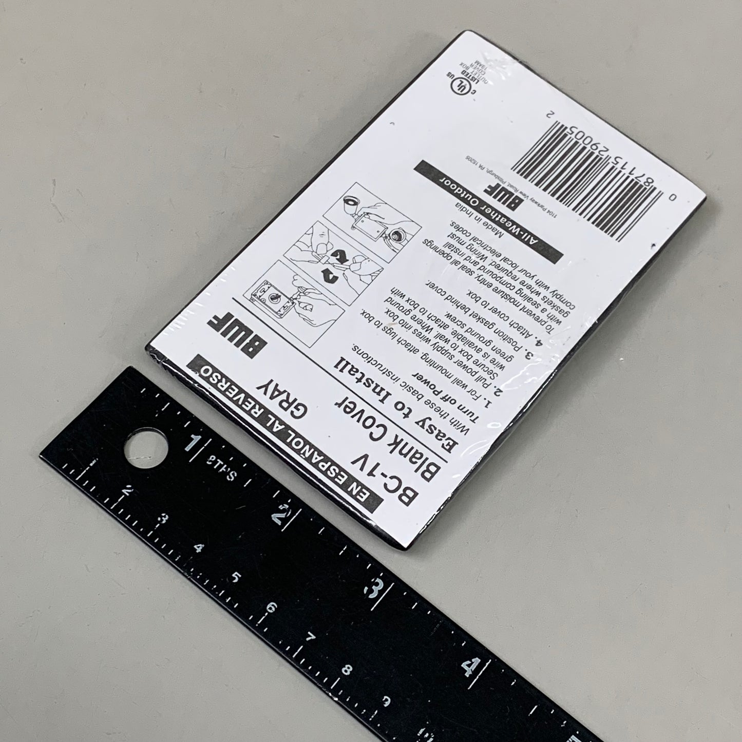 BWF (6 PACK) Single Gang Weatherproof Blank Wallplate Grey BC-1V