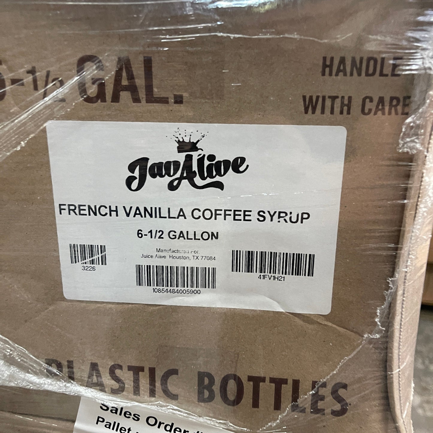 JAVALIVE (6 PACK) French Vanilla Coffee Syrup 64 oz each BB 08/26