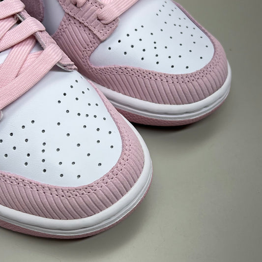 NIKE Classic Dunk Low Leather & Corduroy SZ Womens 8.5 Mens 7 White Pink FN7167