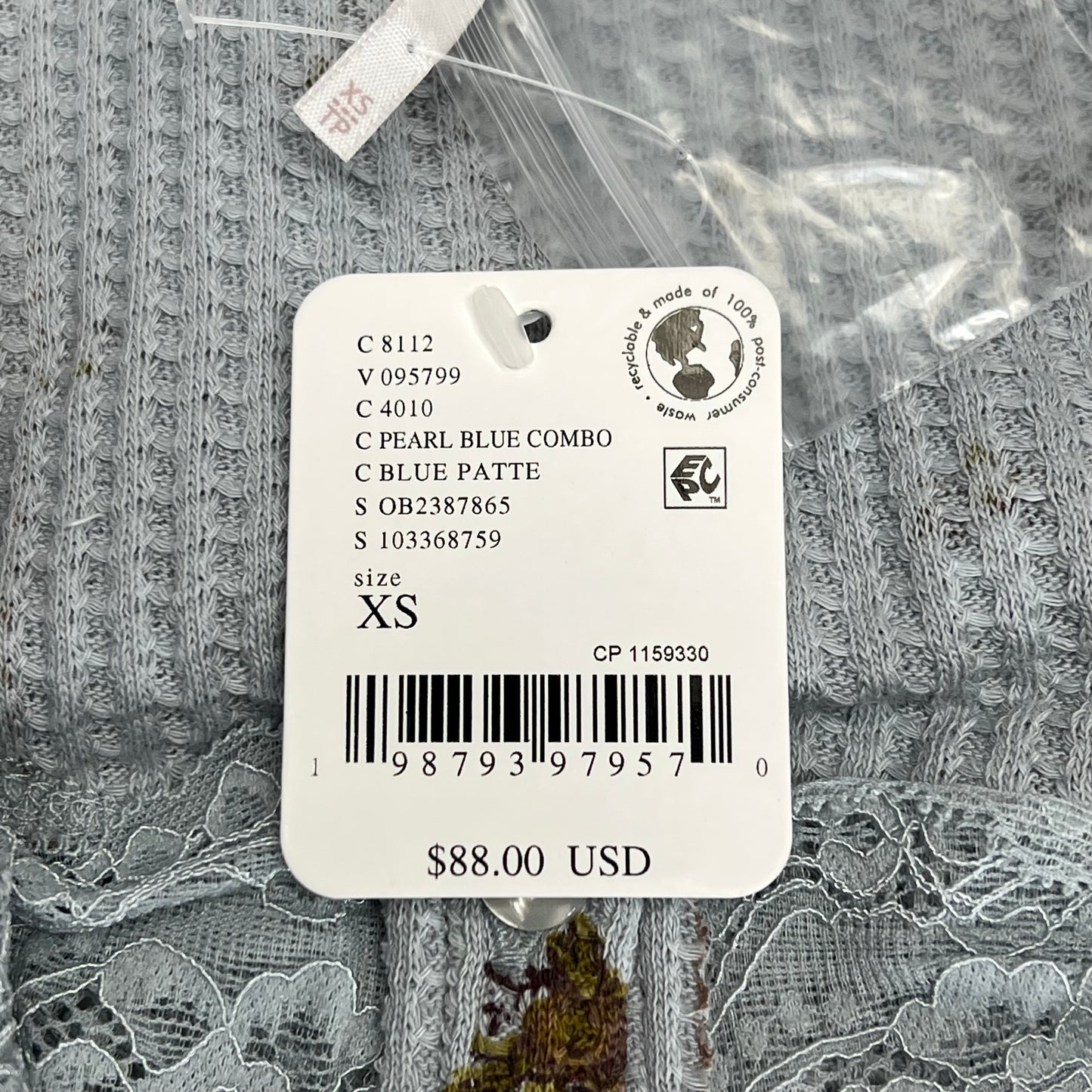 FREE PEOPLE Let's Party Cardi-print Women's Sz XS Pearl Blue Combo 103368767