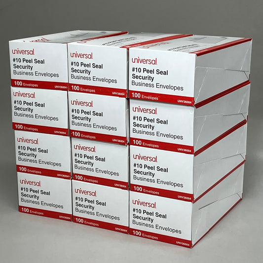 UNIVERSAL (12 Pack) Peel Seal Strip Security Envelope Self-Adhesive Closure 100/Box