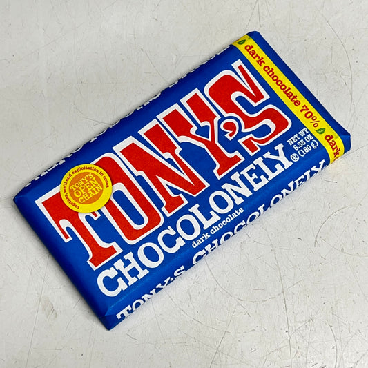 ZA@ TONY'S (2 PACK) Chocolonely 70% Dark Chocolate Bar 6.35oz BB 08/27