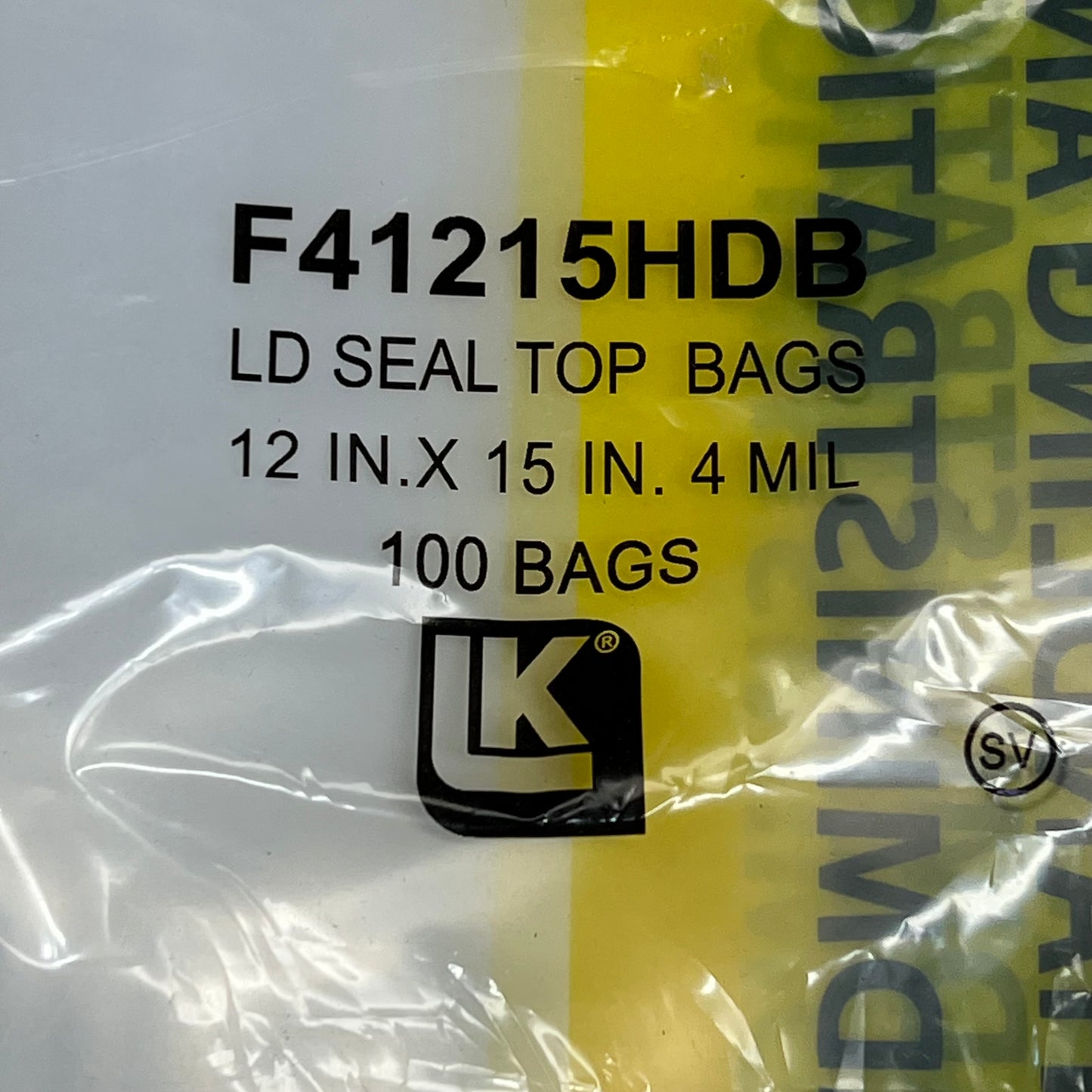 ZA@ LK PACKING (100 PACK) Hazardous Drug Bags Zip Lock Top 12"x15" Clear/Yellow F41215HDB B