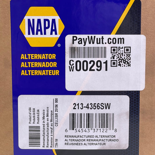 NAPA Replacement Alternator 213-4356SW