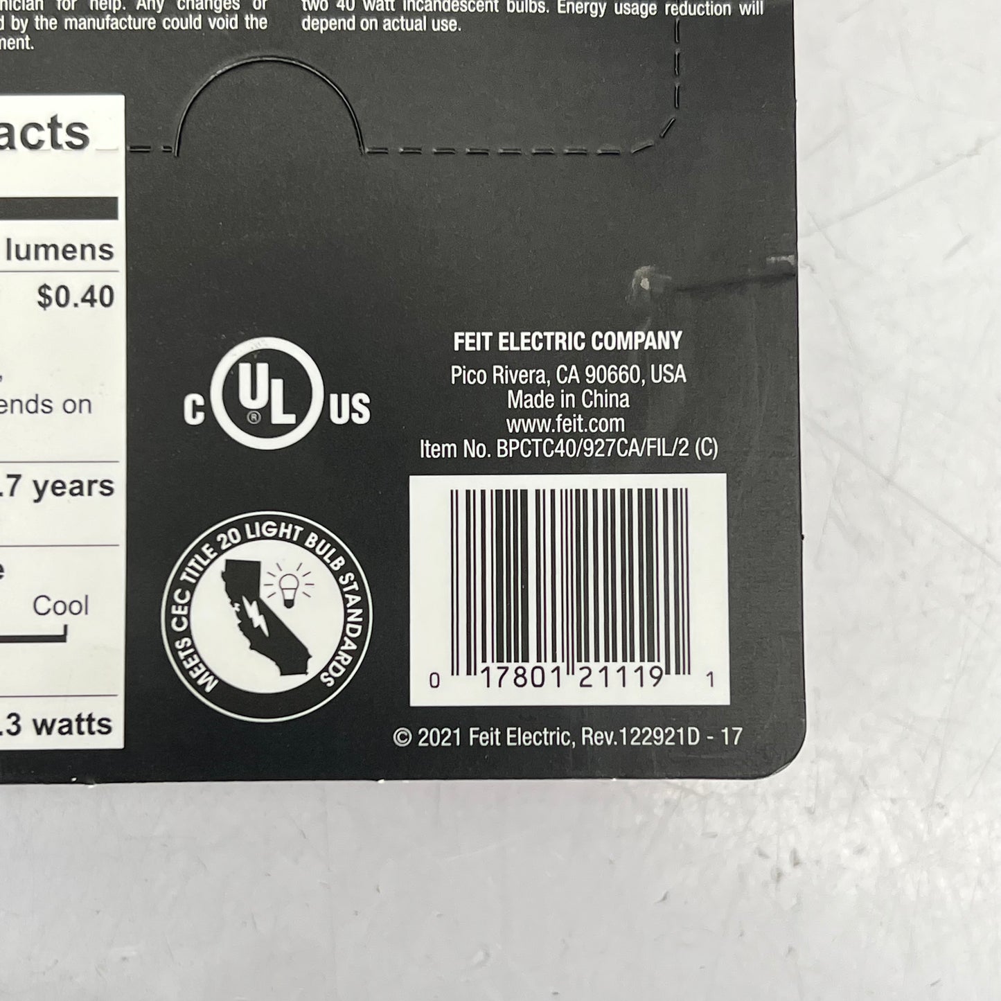 FEIT ELECTRIC (6 PACK) Natural Light Bulbs 40W E12 Soft White BPCTC40927CA/FIL2