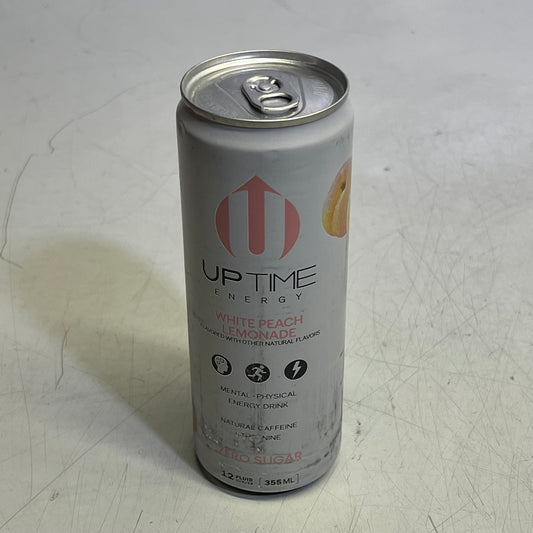 ZA@ UPTIME (9 PACK) Zero Sugar Energy Drinks White Peach Lemonade 12 fl oz