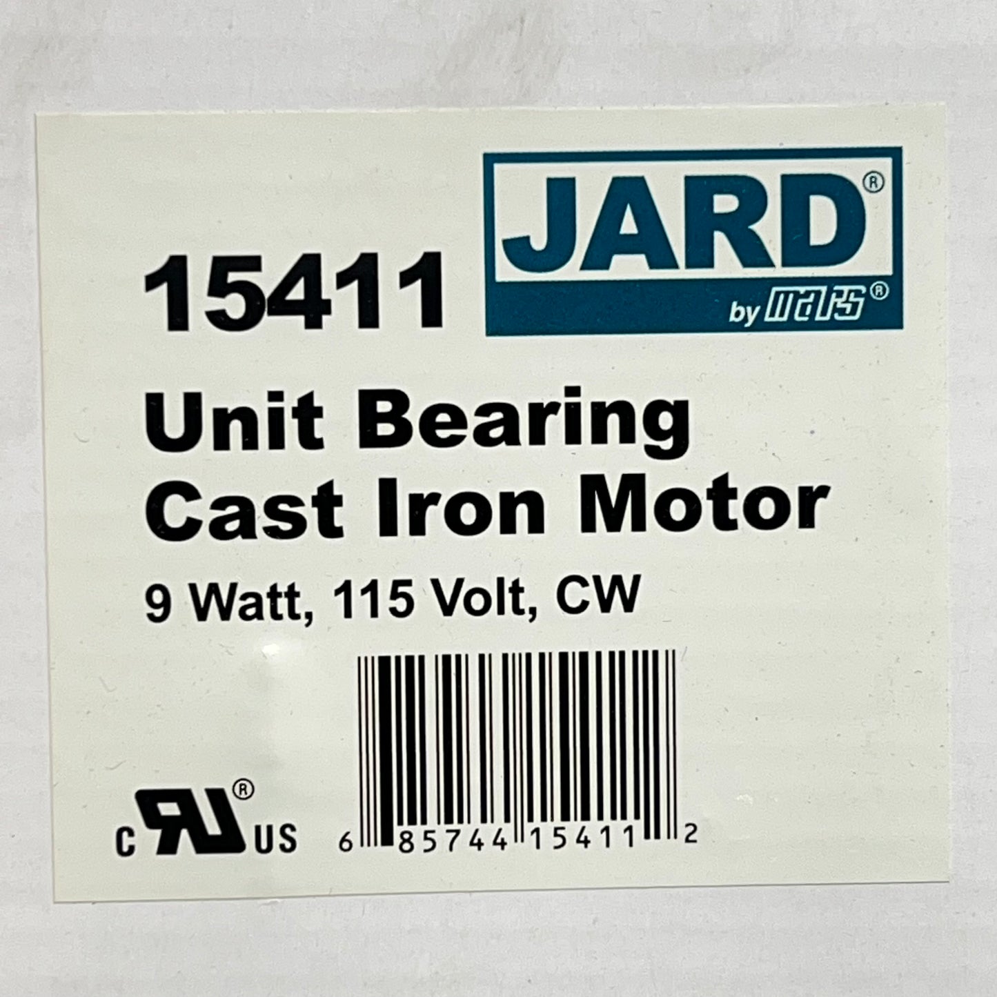 MARS Jard Unit Bearing Cast Iron Motor W/ Screws 9 Watt, 115 Volt Black 15411