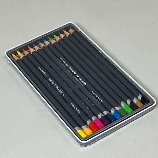 DERWENT (12 COUNT) Procolour Pencils Water Soluble in Metal Tin Case 2302505