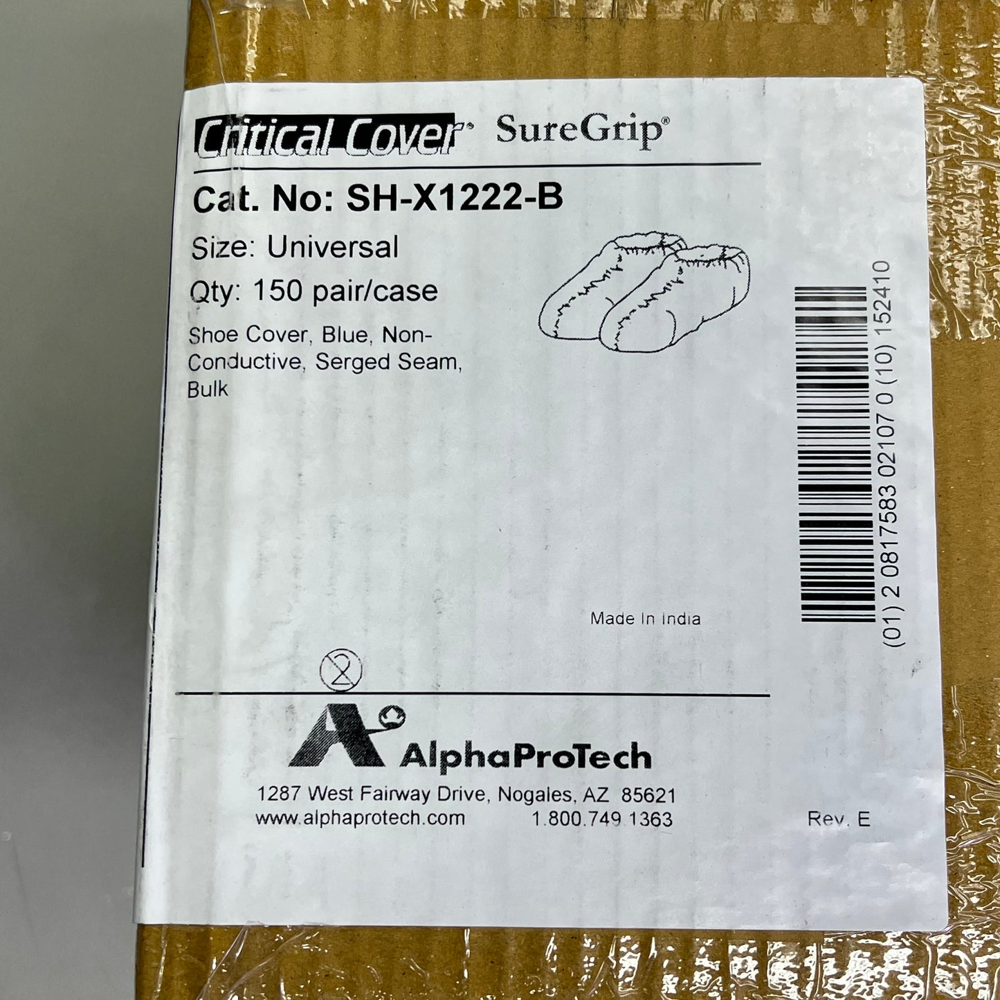 CRITICAL COVER (150 PAIRS) Sure Grip Shoe Covers Universal Size Blue SH-X1222-B