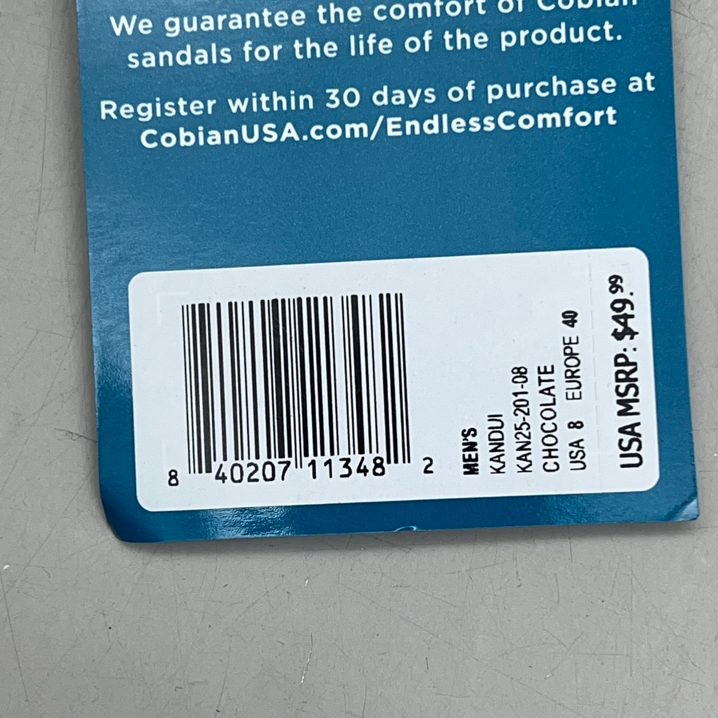 COBIAN Kandui Synthetic Leather Strap Men's Sz 8, EU 40 Chocolate KAN25-2011-8
