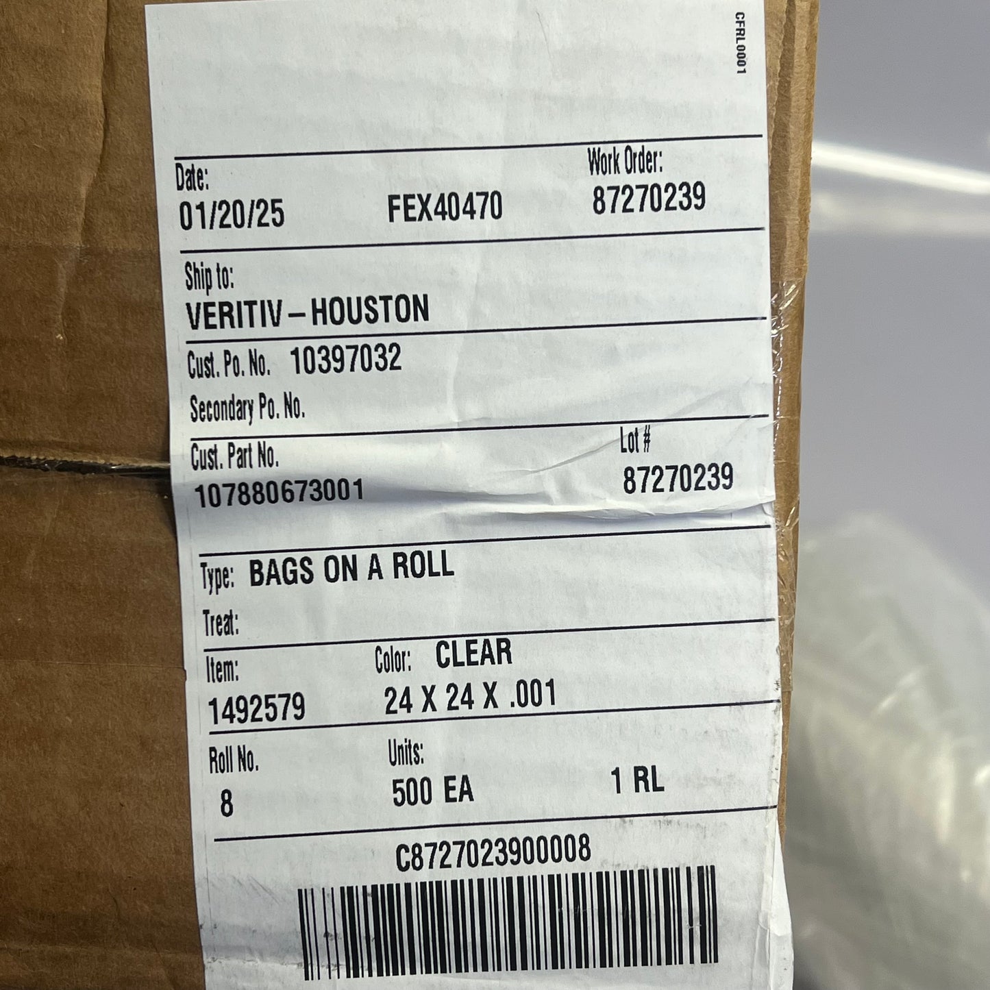 ZA@ LK Bags On A Roll 24"x24"x.001 Clear